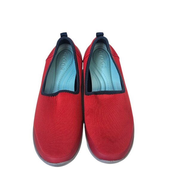 CROCS Womens Busy Day Stretch Skimmer Slip On Shoe, Red, Pull On, Size 7 - Picture 3 of 7